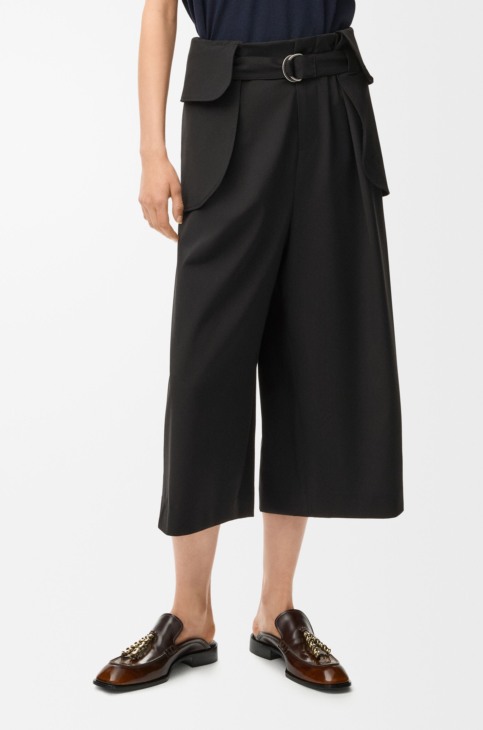 クロップド カーゴ トラウザーズ（ウール） ブラック - LOEWE Japan