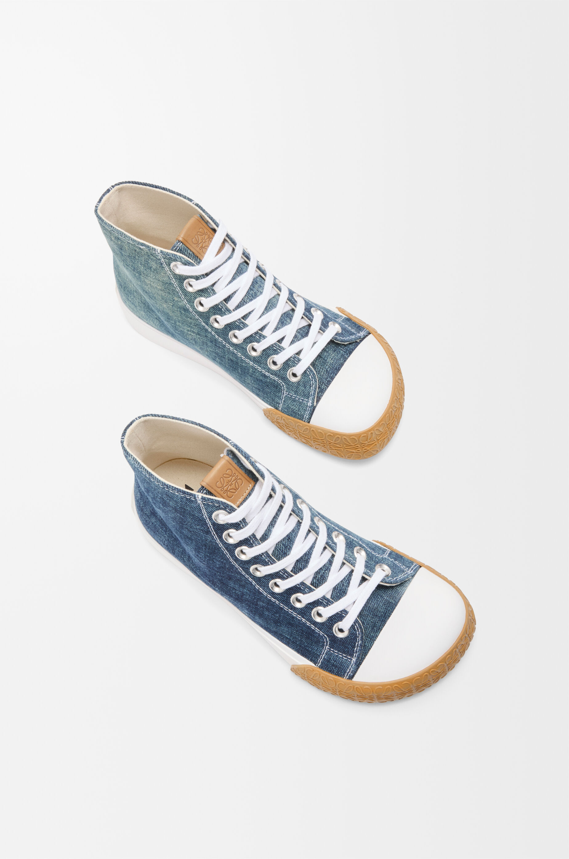すぐ届く【LOEWE】人気 ブロック ハイトップ スニーカー デニム Bloc high-top sneaker in denim Blue - LOEWE