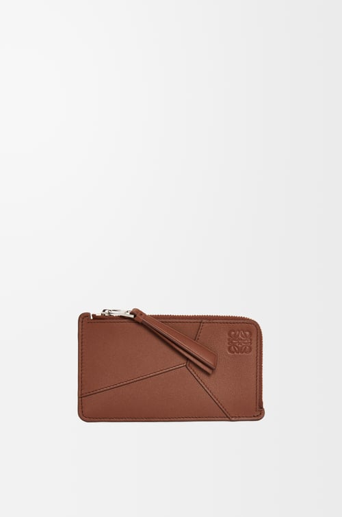 LOEWE Tarjetero-monedero largo Puzzle en piel de ternera Brownie plp_rd