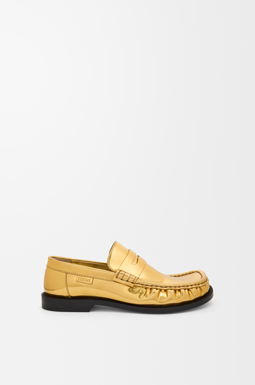 LOEWE Campo loafer in metallic calfskin Gold