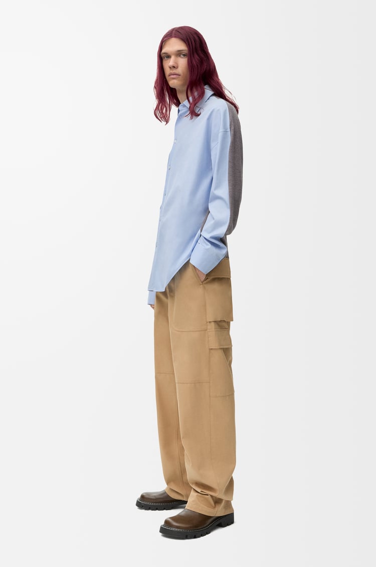 LOEWE ハイブリッド シャツ（コットン&ウール） Light Blue/Grey