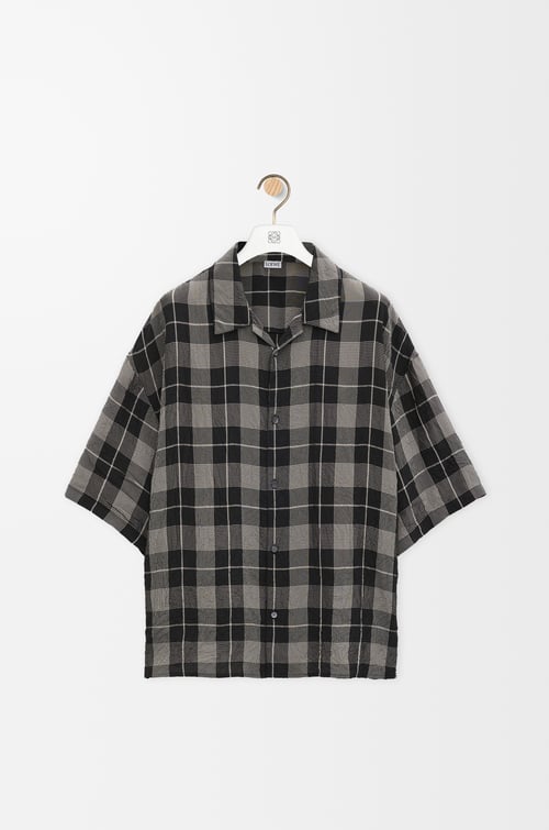 LOEWE Short sleeve shirt in viscose Black/White