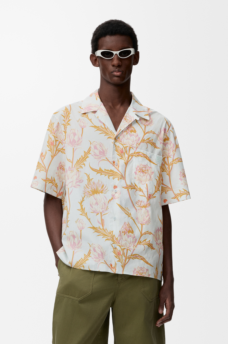 LOEWE Camisa de manga corta en algodón Azul Claro/Multicolor