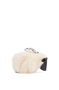 LOEWE Sheep charm in shearling and calfskin Soft White/Black