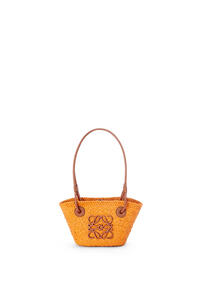 LOEWE Mini Anagram Basket bag in iraca palm and calfskin Orange/Tan