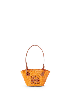 LOEWE 迷你伊拉卡棕榈纤维和牛皮革 Anagram Basket 手袋 Orange/Tan plp_rd
