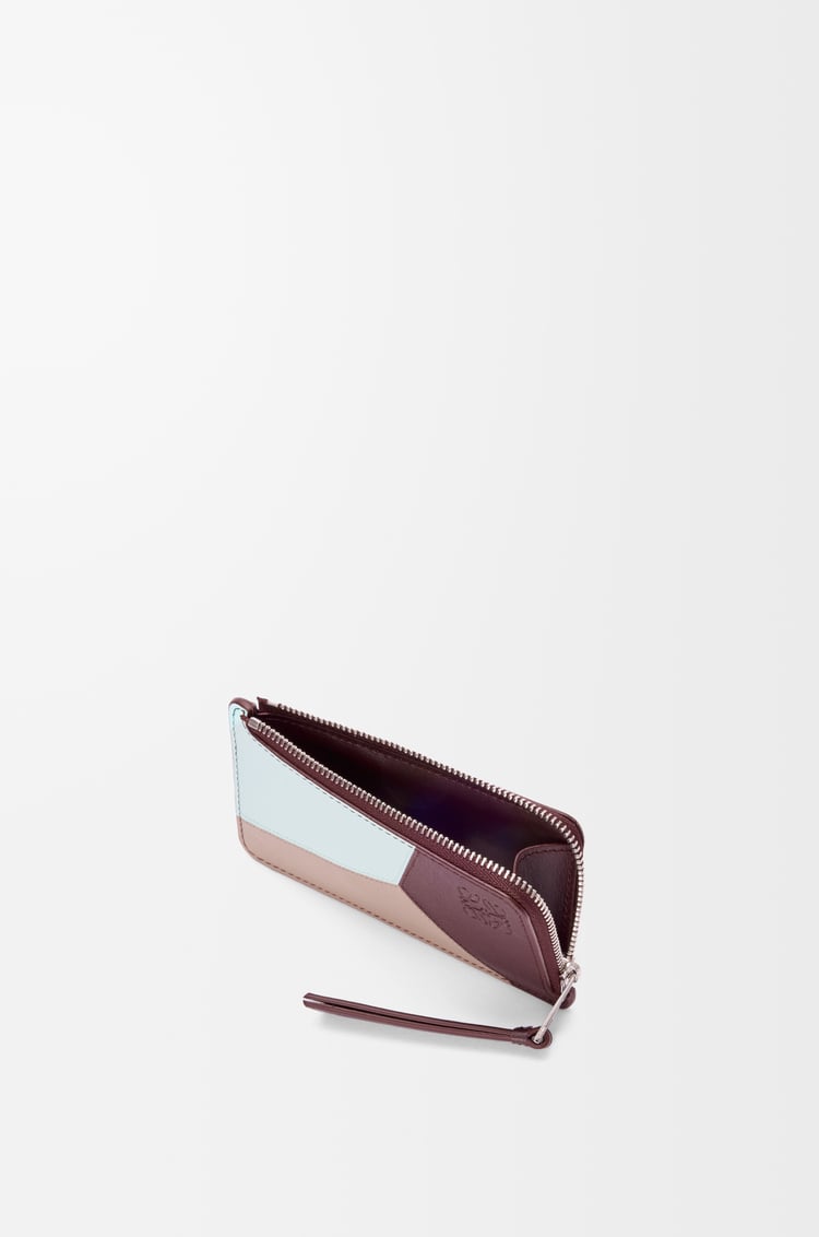 LOEWE Tarjetero-monedero Puzzle en piel de ternera Hielo/Burdeos Oscuro