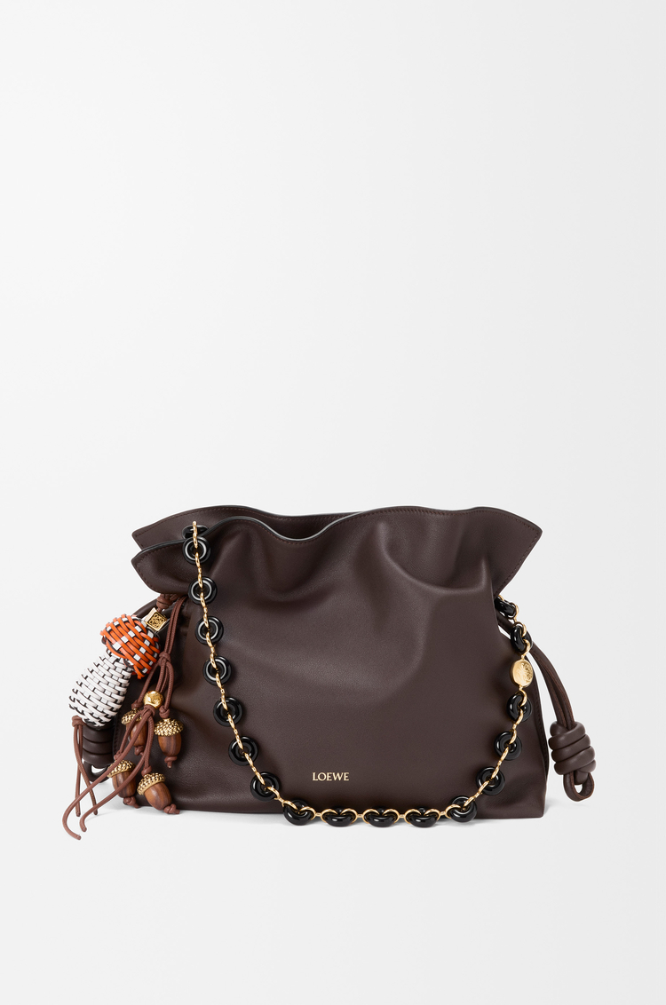 LOEWE Mushroom charm in classic calfskin Maple/Soft White