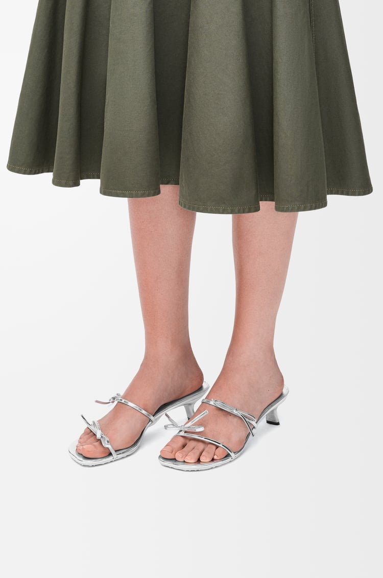 LOEWE Petal sandal in metallic calfskin Silver