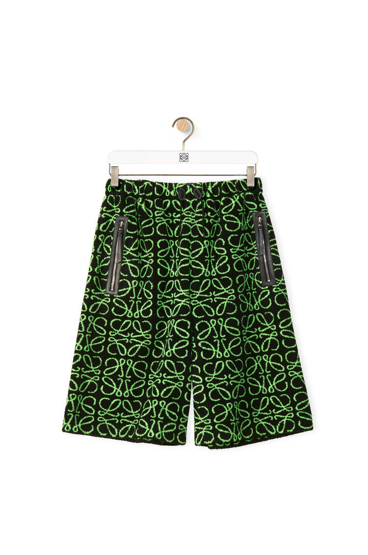 LOEWE Bermuda shorts in Anagram jacquard fleece Black/Green