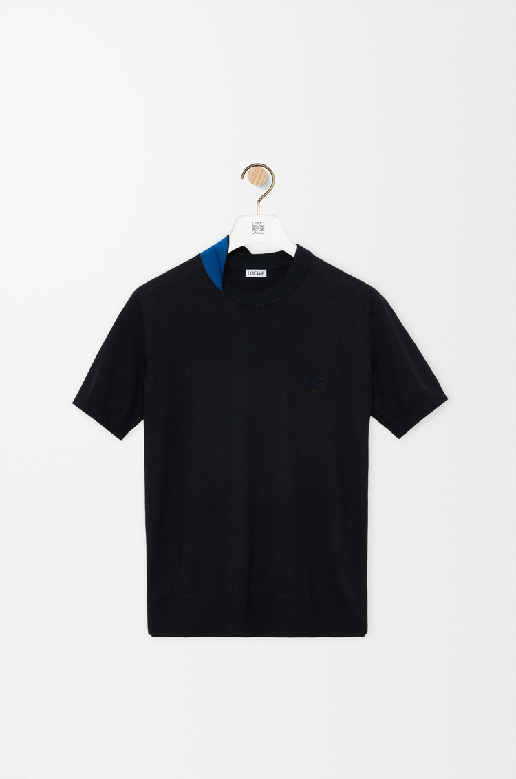 LOEWE Top en lana merina Negro/Azul Marino