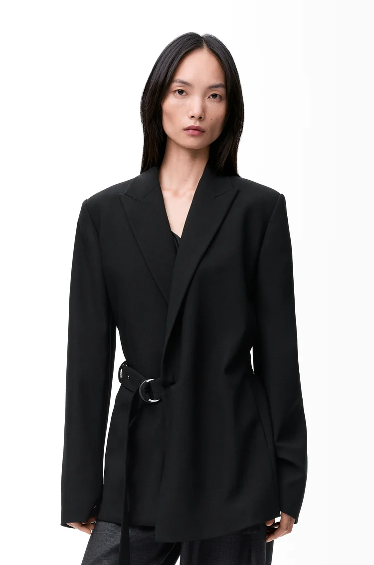 LOEWE Drapierte Jacke aus Wolle Schwarz