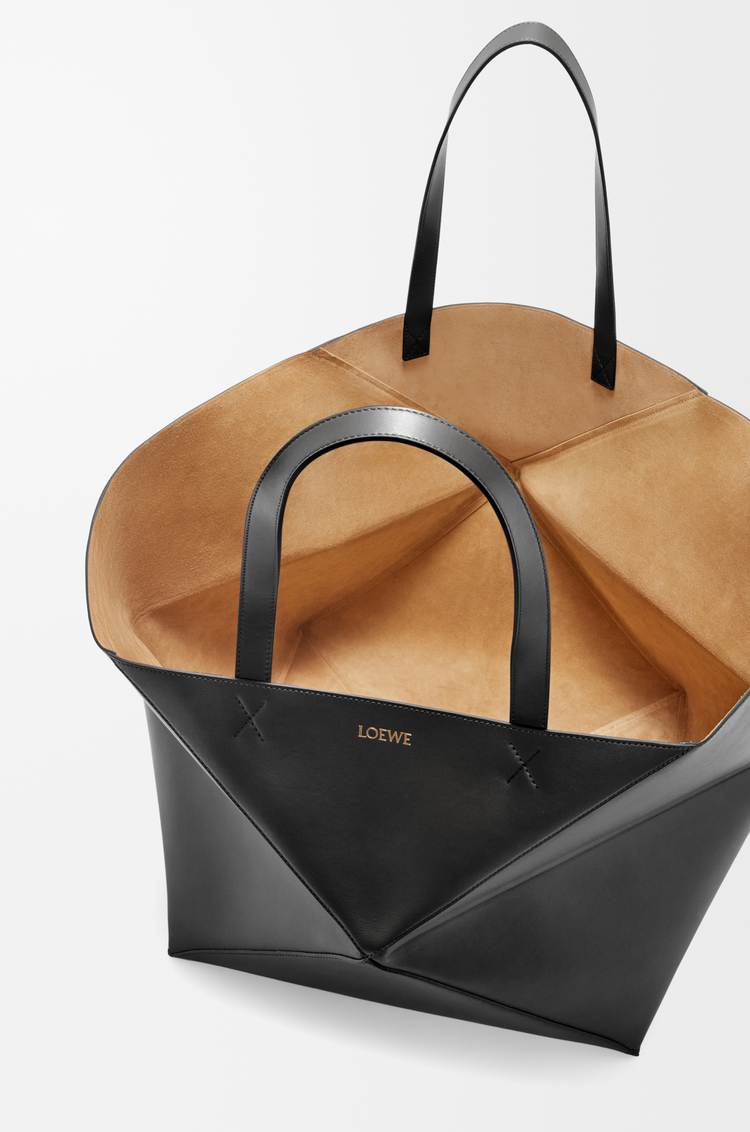 LOEWE XXL Puzzle Fold tote in shiny calfskin Black