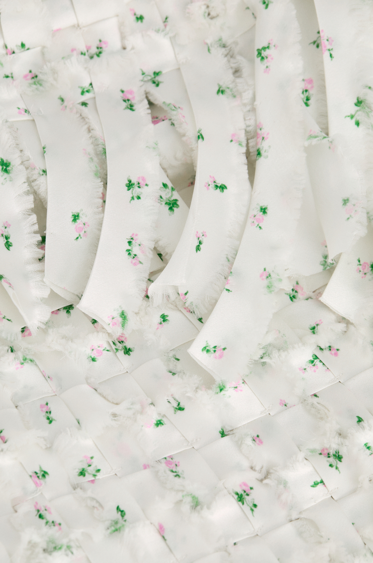 LOEWE 丝绸连衣裙 白色/粉红色