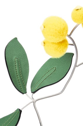 LOEWE Small flower branch in felt, calfskin and brass Yellow/Green plp_rd