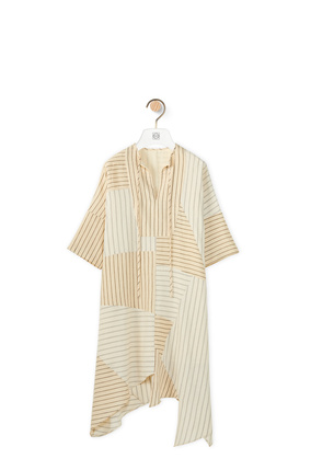 LOEWE Stripe tunic dress in linen and cotton Ecru/Black plp_rd