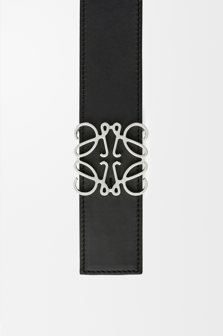 LOEWE Cinturón reversible Anagram en piel de ternera lisa Negro/Bronceado/Paladio