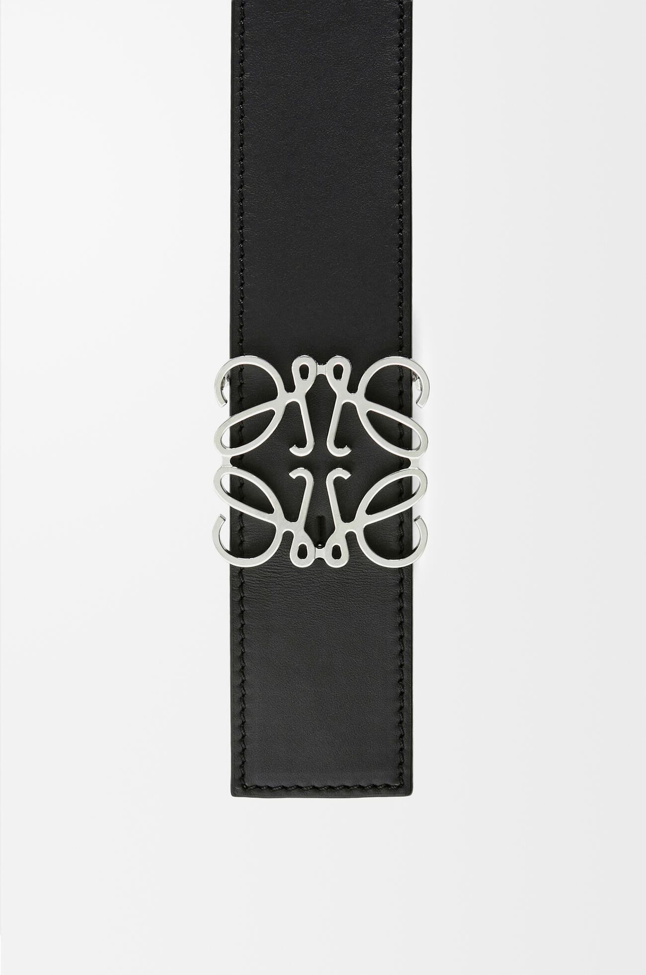 LOEWE Reversible Anagram belt in smooth calfskin Black/Tan/Palladium