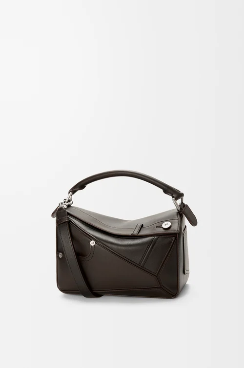 LOEWE Panta small Puzzle bag in shiny calfskin Vintage Brown