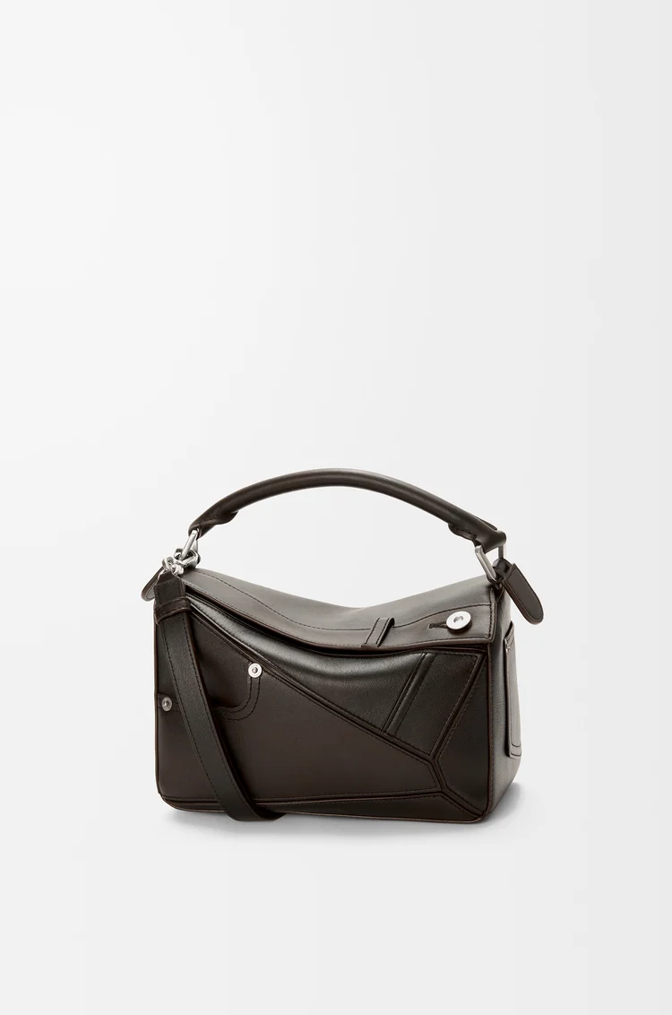 LOEWE Panta small Puzzle bag in shiny calfskin Vintage Brown