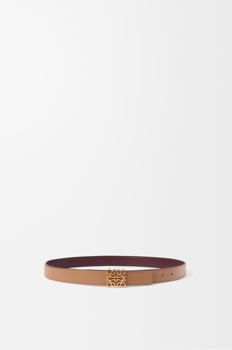 LOEWE Reversible Anagram belt in smooth calfskin Burgundy/Gold