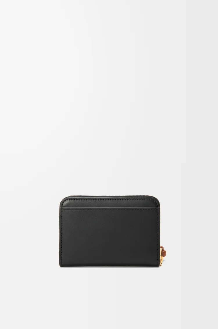 LOEWE Portamonete con zip in nappa di vitello lucida Nero / Scoiattolo