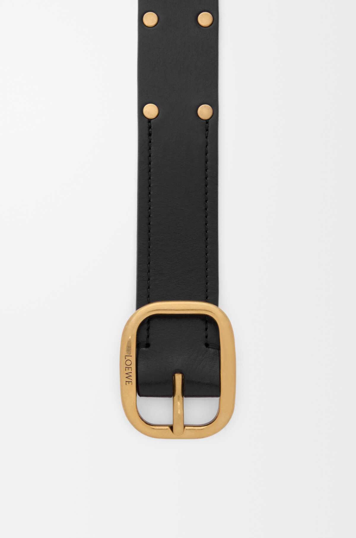 LOEWE Rounded Soft Belt in Black Classic Calfskin Leather Size 90 Loewe - Black & Gold Round Soft Leather Belt | Mitchell Stores main image 4