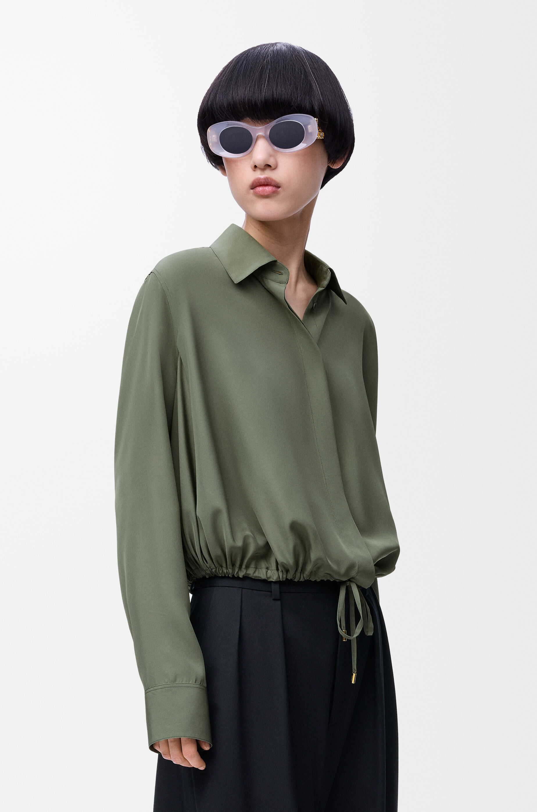 Balloon shirt in silk Green - LOEWE USA Official Website