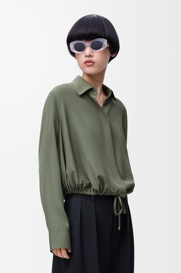 LOEWE Camisa globo en seda Verde Caqui
