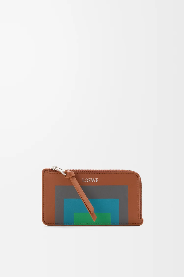 LOEWE 코인 카드홀더 - 나파 카프스킨 캐러멜/브라이트 그린