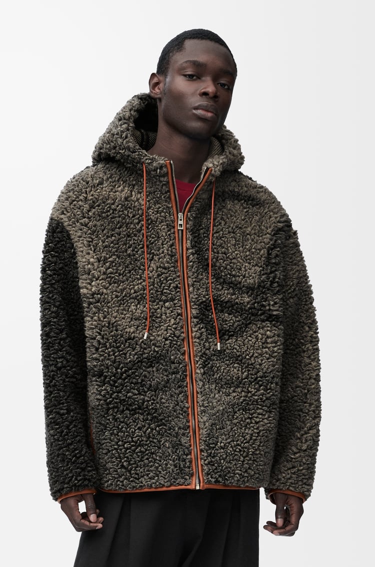 LOEWE Chaqueta con capucha en mezcla de lana Gris/Negro