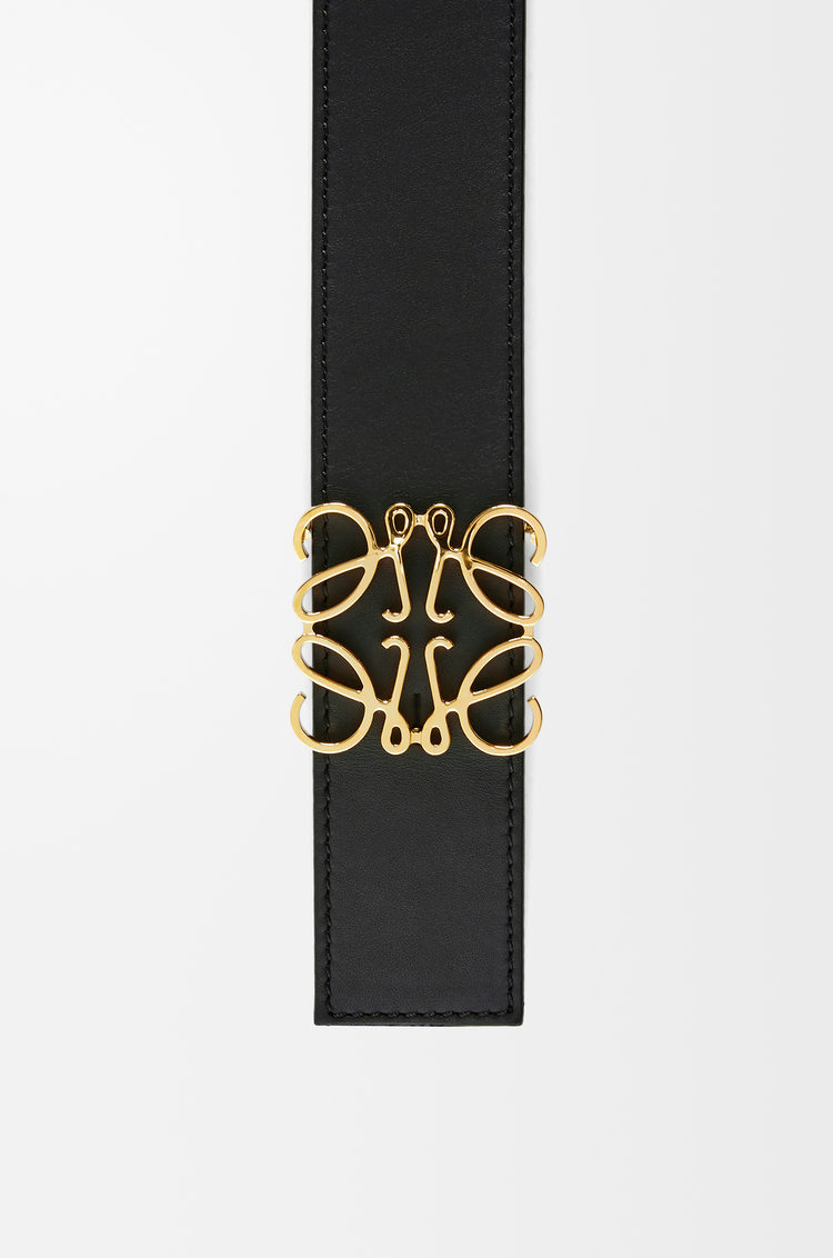 LOEWE 光滑牛皮革双面 Anagram 腰带 黑色/海洋蓝/金色