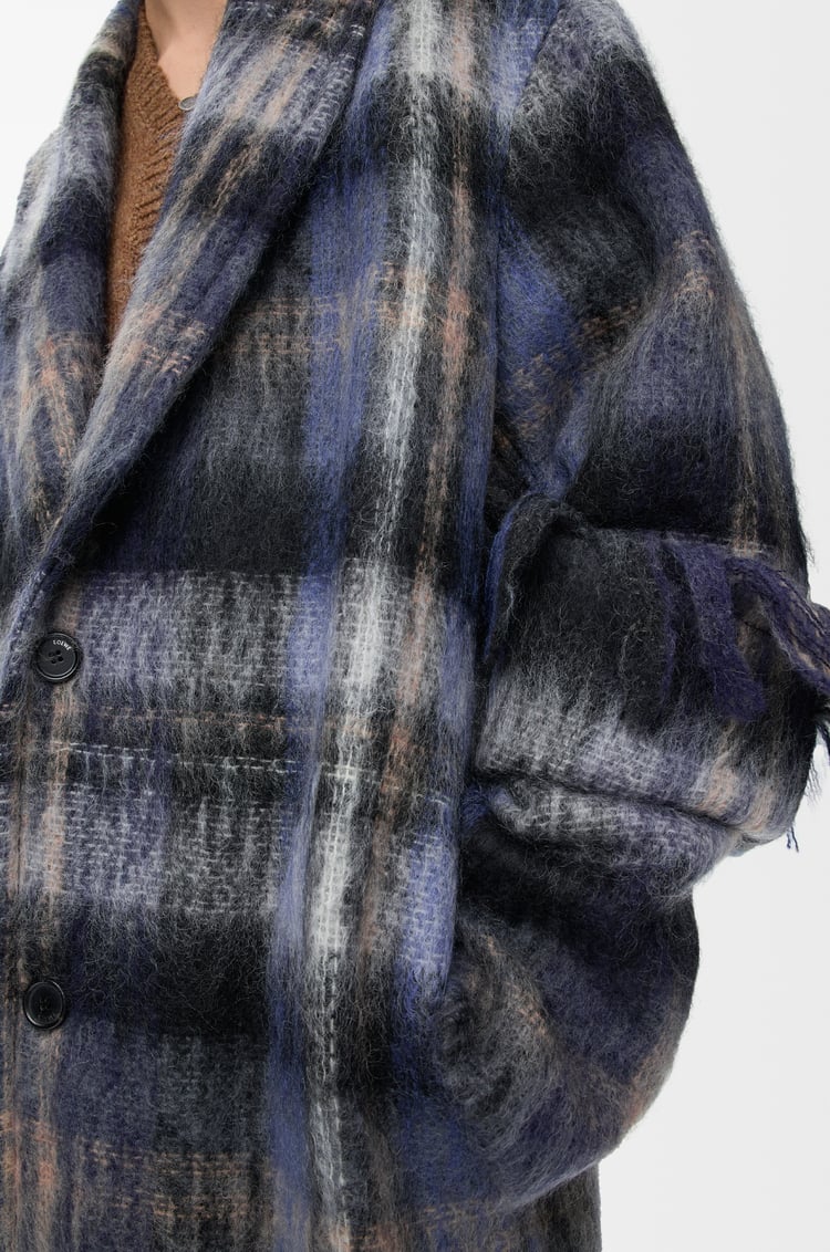 LOEWE Coat in mohair and wool blend Blue/Multicolor