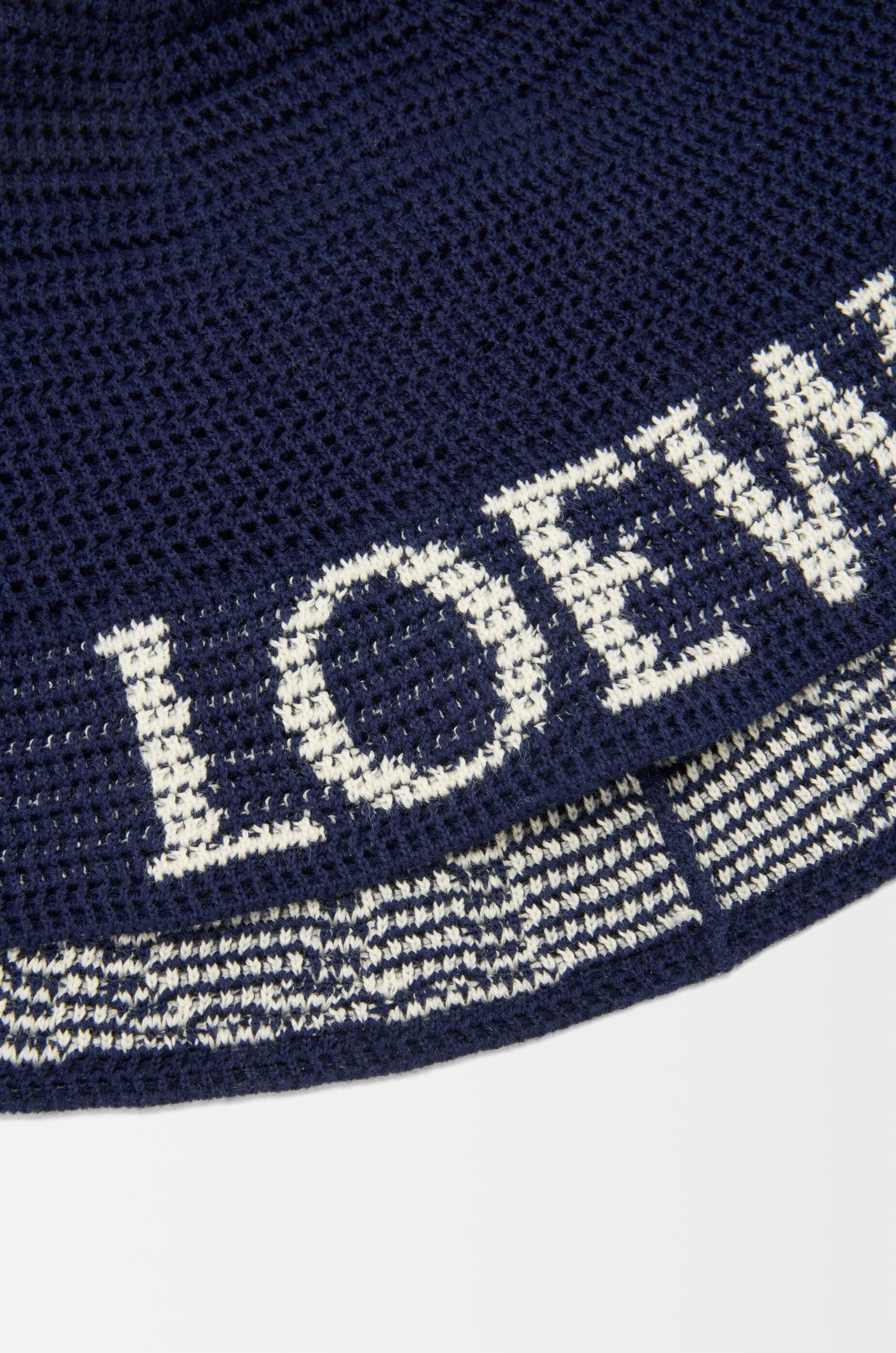 LOEWE ロエベ●コットンニット ロゴ入りバケットハット ネイビー ロエベ バケットハット(コットン) ブルー - LOEWE