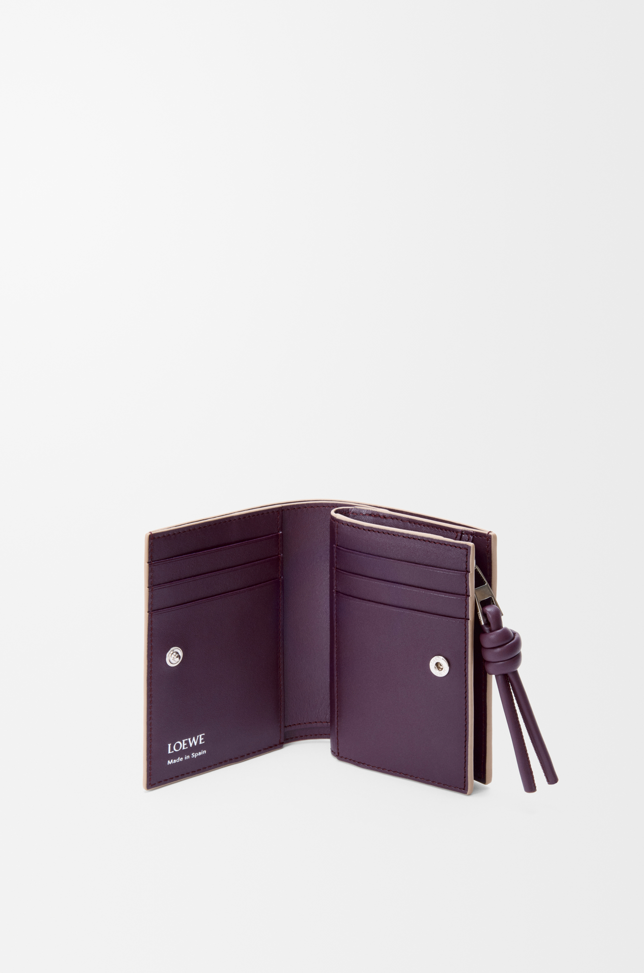 LOEWE Cartera compacta Knot en piel napa de ternera Arcilla/Ciruela