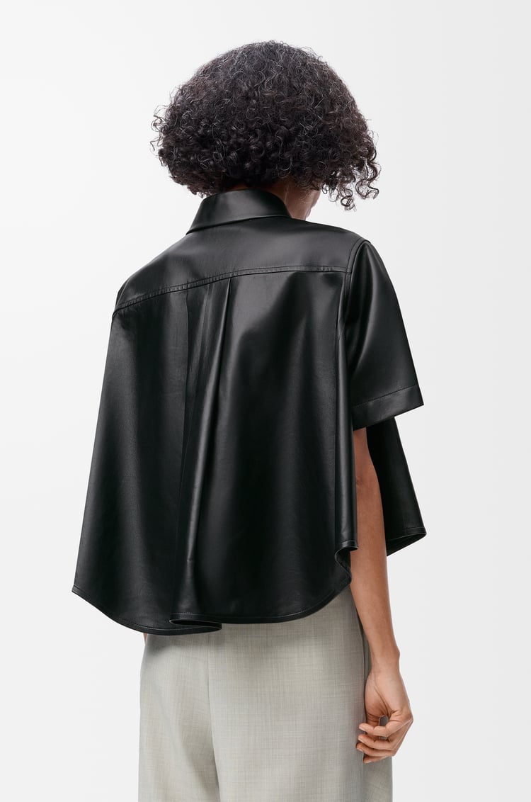 LOEWE Short sleeve trapeze shirt in nappa lambskin Black
