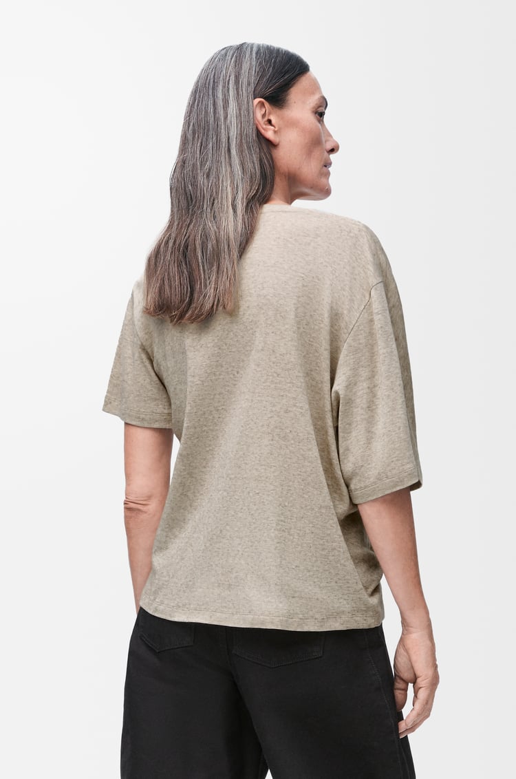 LOEWE Draped T-shirt in cotton and wool Beige