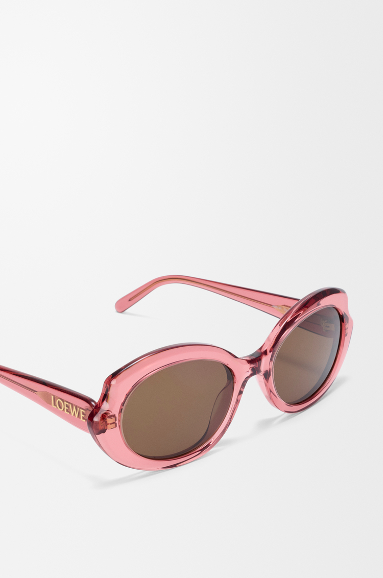 LOEWE 迷你 Slim Oval 太阳镜 透明珊瑚色