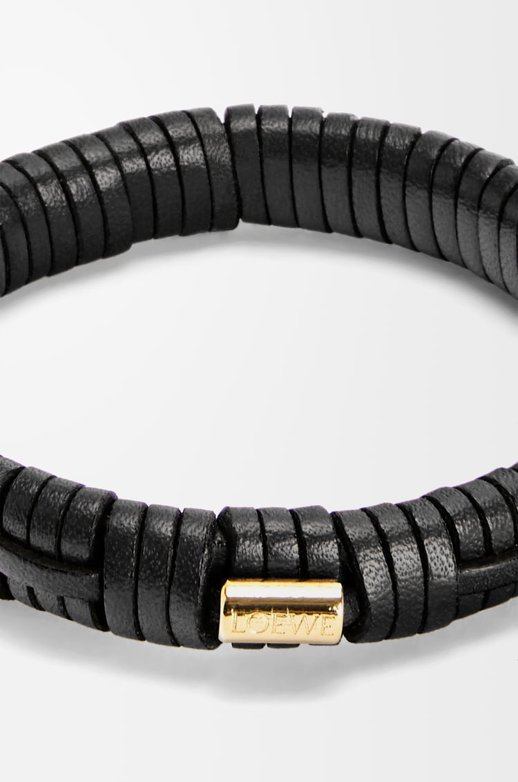 LOEWE Woven bangle in brass and classic calfskin Black