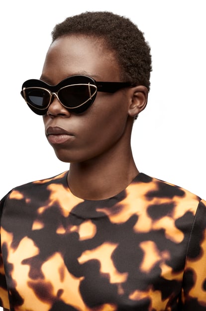 LOEWE Cateye double frame sunglasses in acetate and metal Shiny Black plp_rd