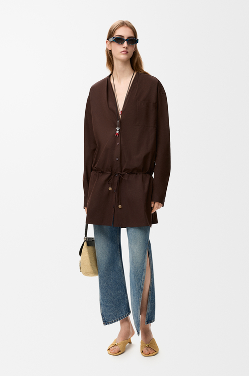 LOEWE Shirt dress in cotton Chocolate Brown