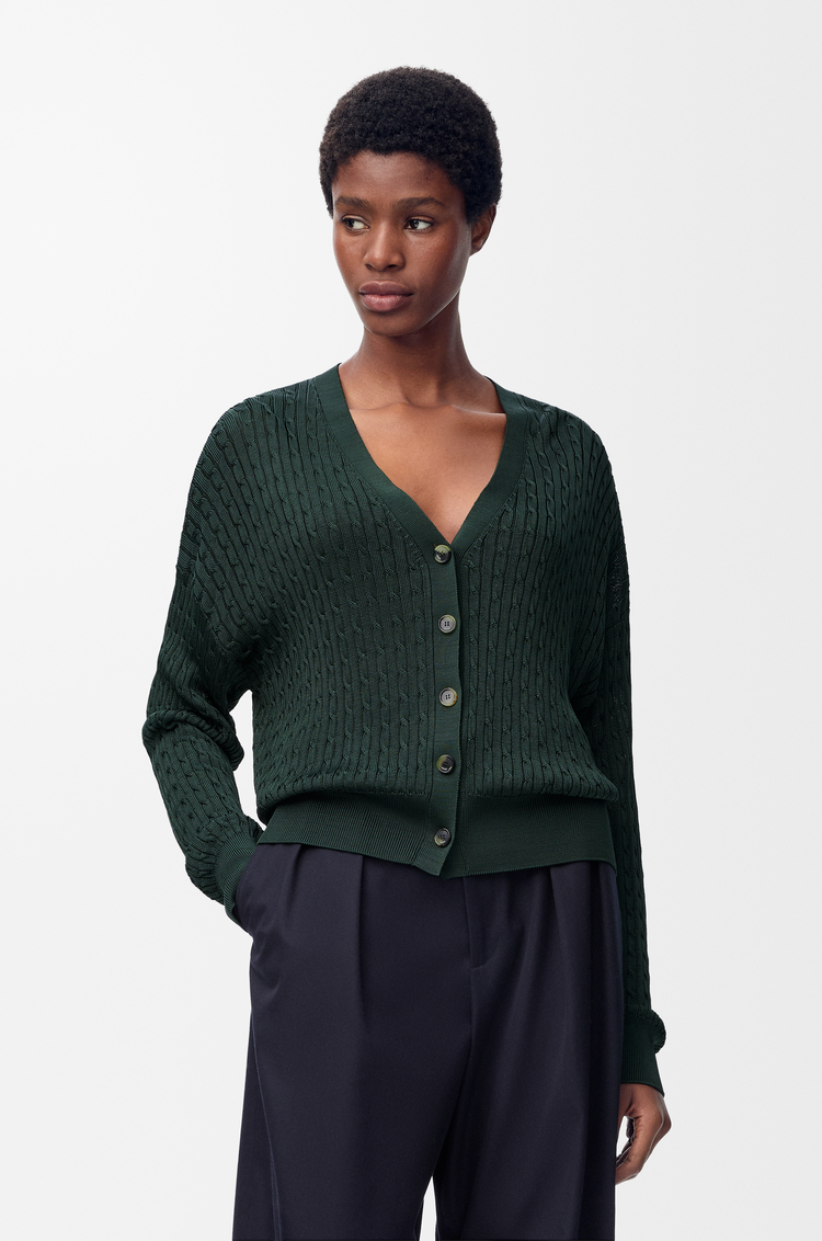 LOEWE Cardigan aus Viskose Dunkelgrün