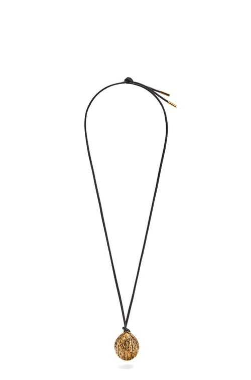 LOEWE Walnut pendant in calfskin and brass Bronze