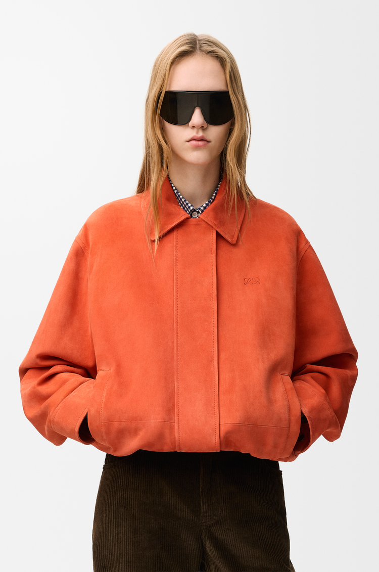 LOEWE Chaqueta con cordón de ajuste en ante de piel de cordero Naranja