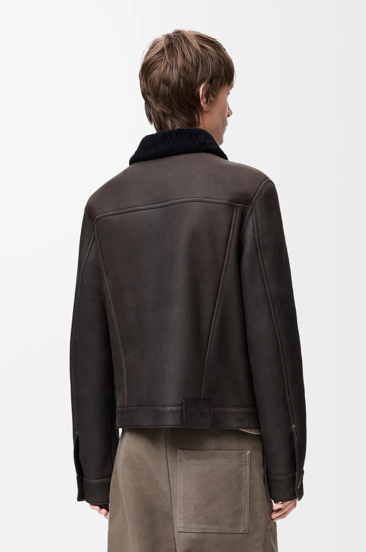 LOEWE Chaqueta trucker en lana de oveja Marrón/Azul Marino