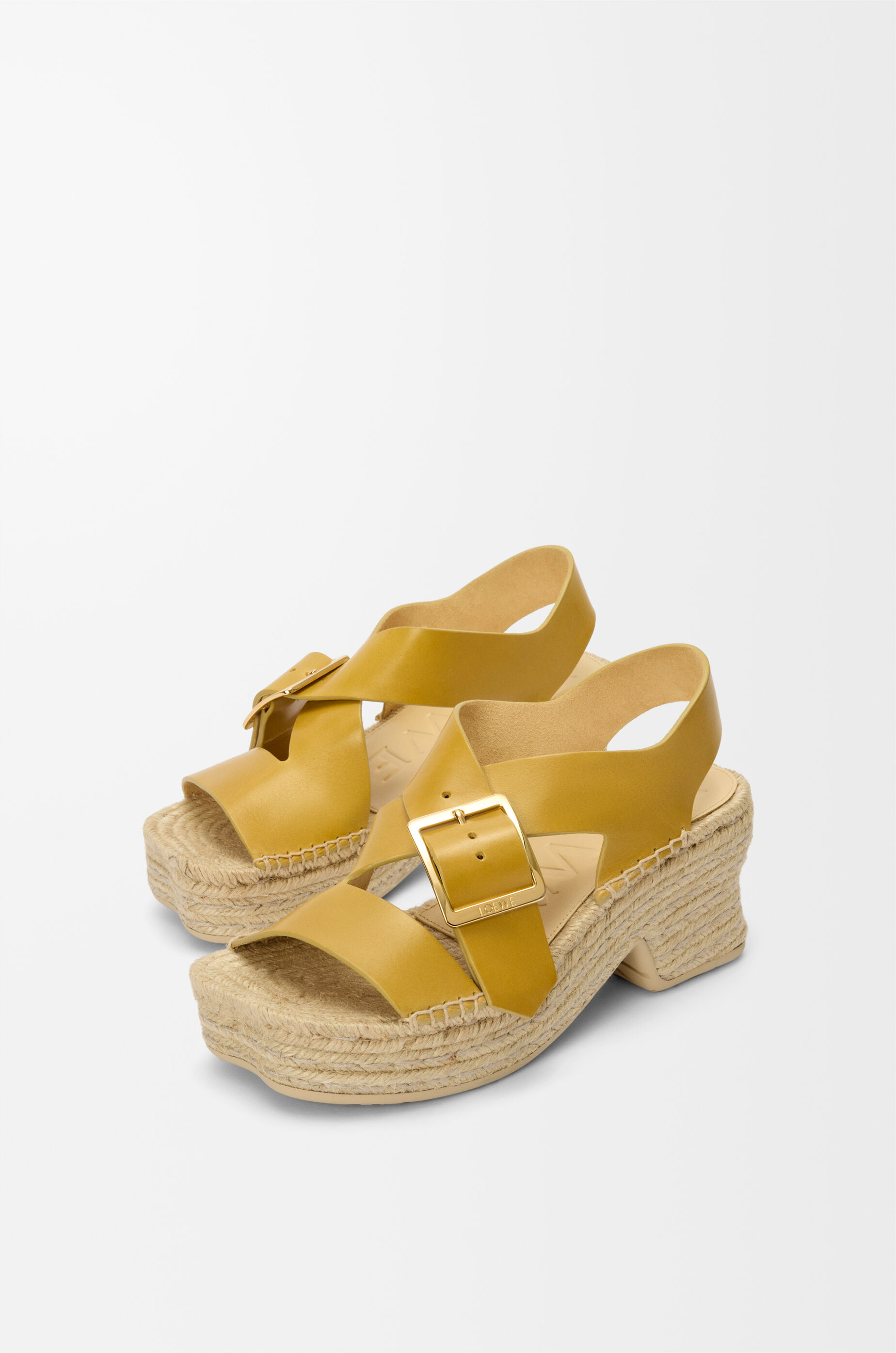Petal espadrille platform sandal in vegetable-tanned