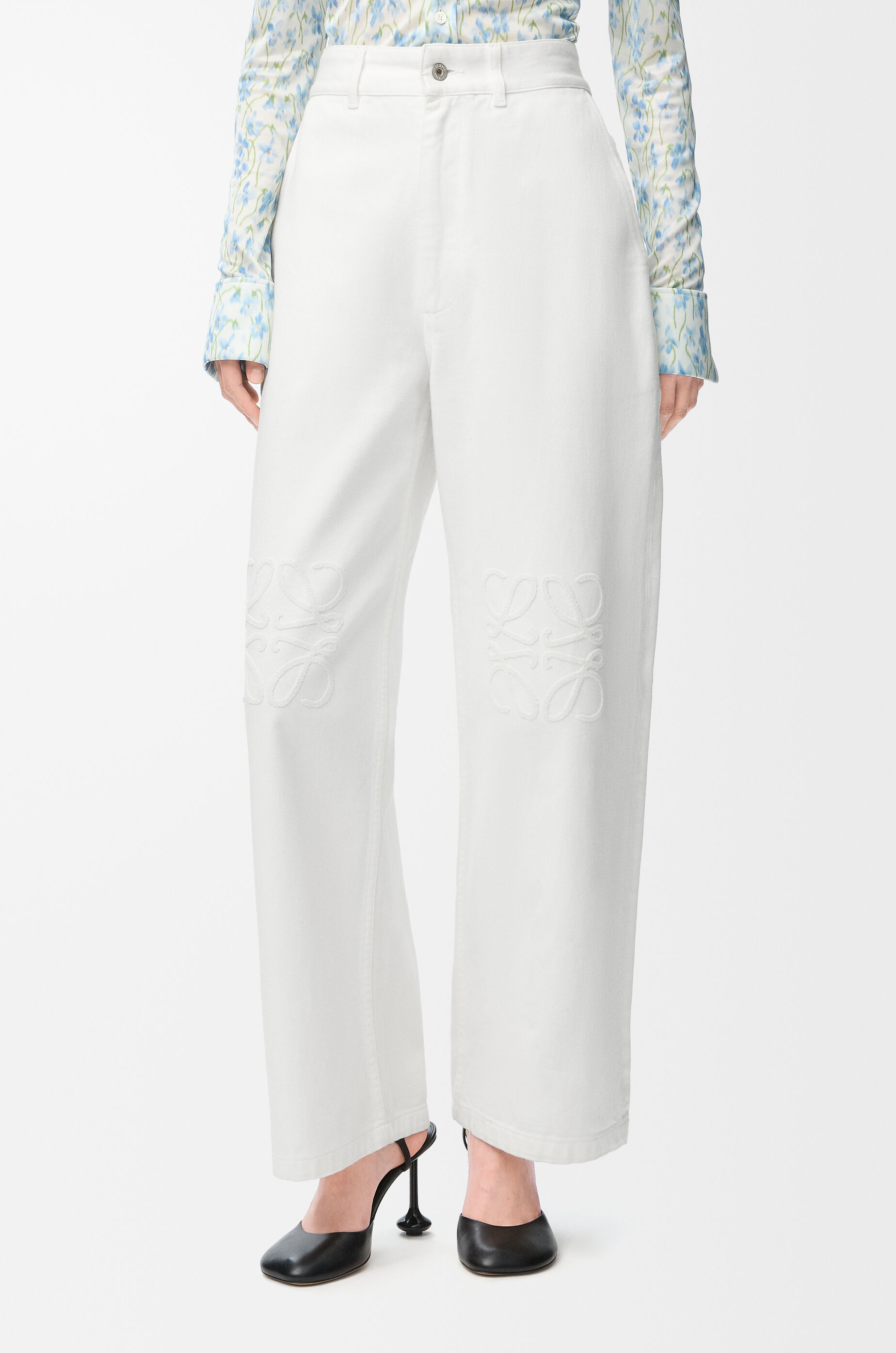 Anagram baggy jeans in denim White - LOEWE