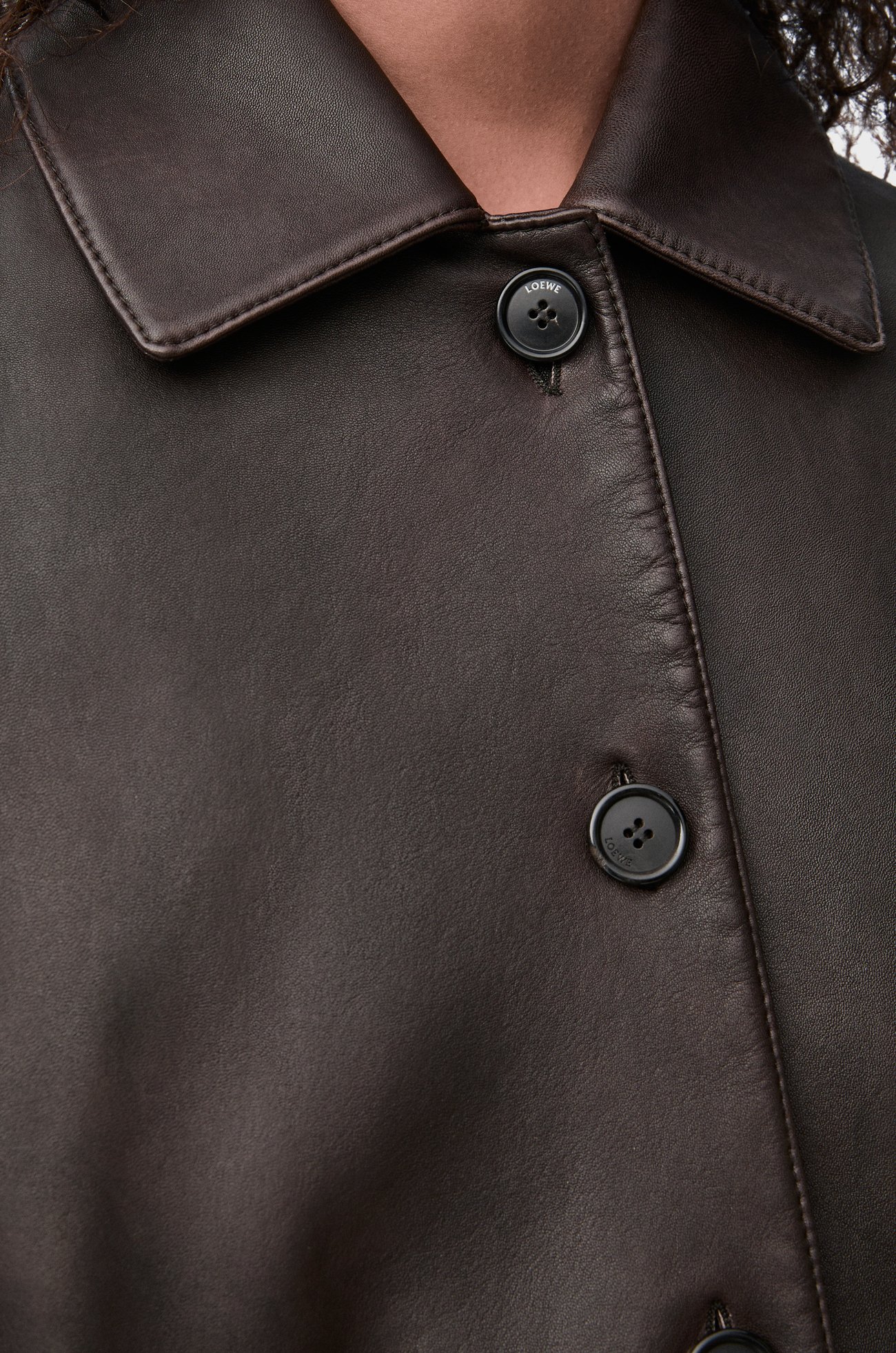 LOEWE Turn-up jacket in nappa lambskin Brown