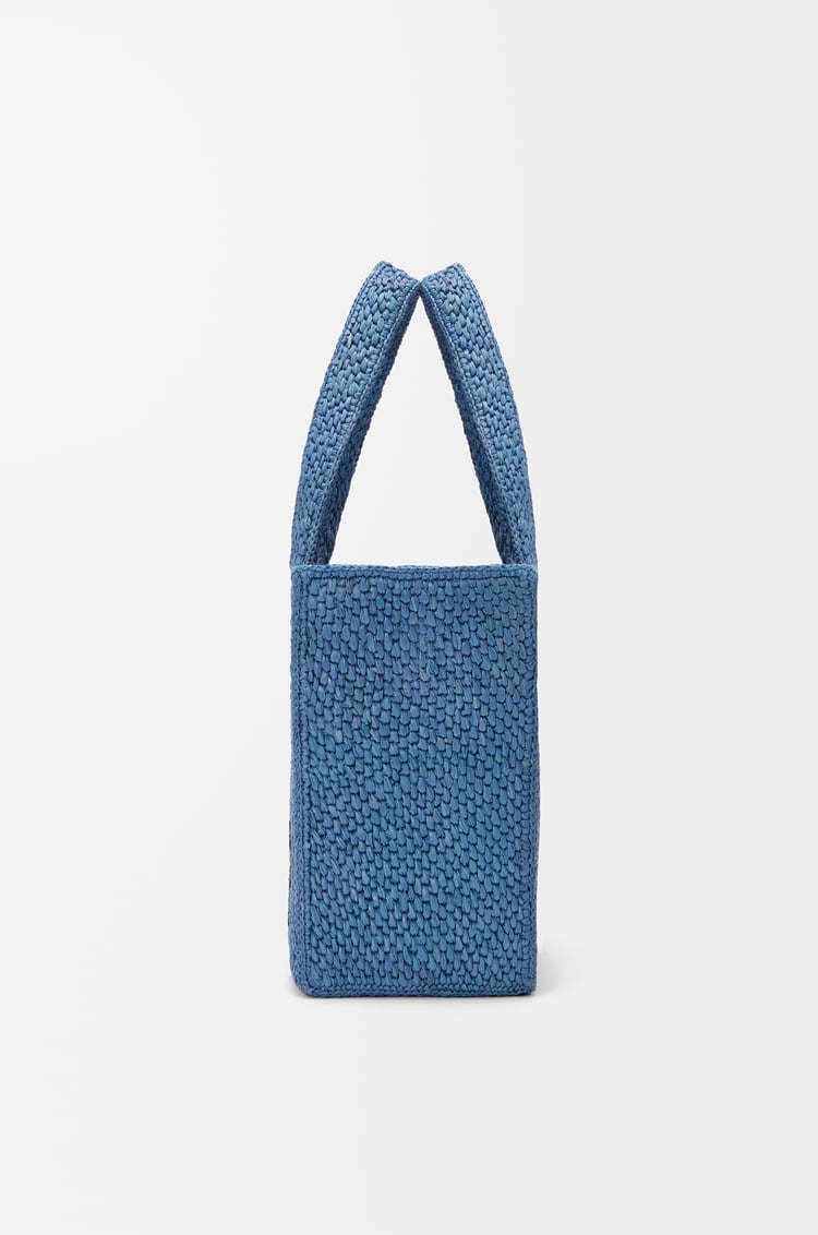 LOEWE Medium LOEWE Font tote in raffia Light Blue