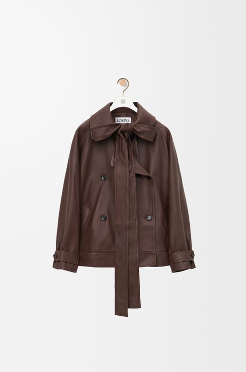 LOEWE Bow jacket in nappa lambskin Dark Chocolate plp_rd